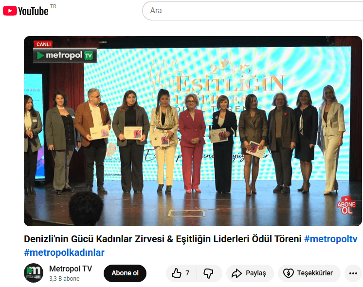 Denizli'nin Gücü Kadınlar Zirvesi & Eşitliğin Liderleri Ödül Töreni / Metropol TV