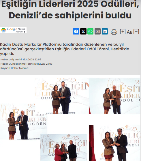 Eşitliğin Liderleri 2025 Ödülleri, Denizli’de Sahiplerini Buldu / Dijital Haber