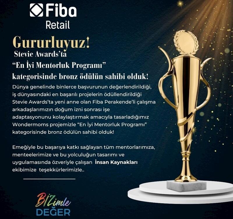 Fiba Perakende, “Wondermoms Mentorluk Programı” ile Bronz Stevie Ödülü’nü Kazandı